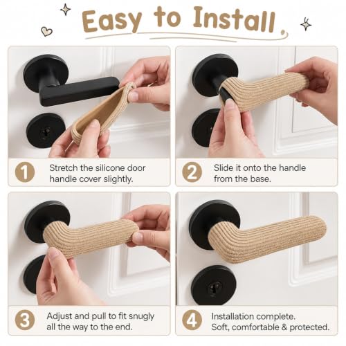 Image of 6PCS Silicone Door Handle Cover, Universal Fit Door Handle Protector, Comfortable Barrier for Hot and Cold Climates