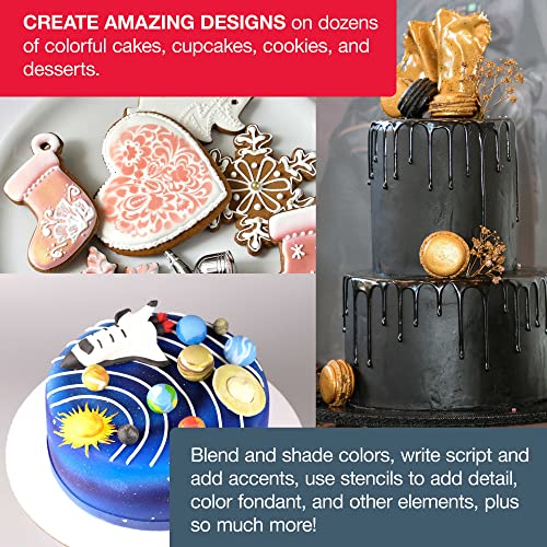 U.S. Cake Supply - Complete Cordless Handheld Airbrush Cake Decorating System, Professional Kit with a Full Selection of 12 Vivid Airbrush Food Colors - Decorate Cakes, Cupcakes, Cookies & Desserts - Thumbnail 6