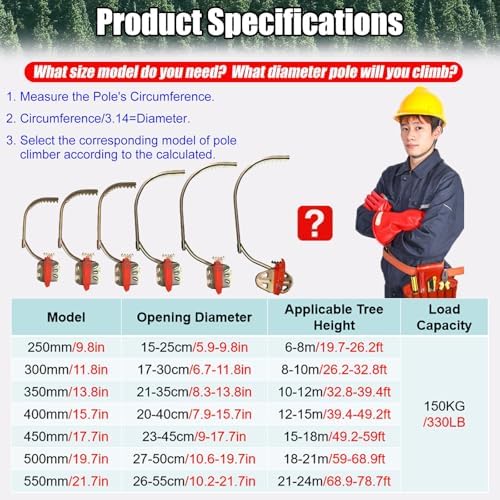 Utility Pole Climbing Shoes with Non-Slip Rubber Pads for Lineworkers, Adjustable Fits 10"-22" Poles, Durable Climbing Gear for Maintenance and Safety - 5