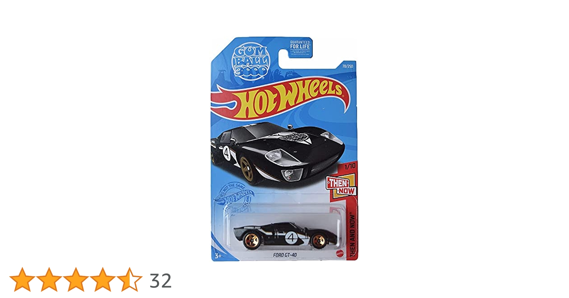 ミニカー Hot Wheels Ford GT40 Hot Wheels Ford GT-40, [Black] 78/250 Then and Now 1/10