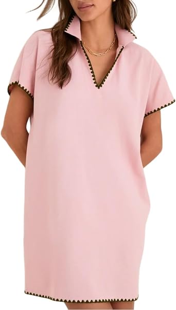 VAOYIU Summer Polo Dresses for Women Casual V Neck Tennis Dress