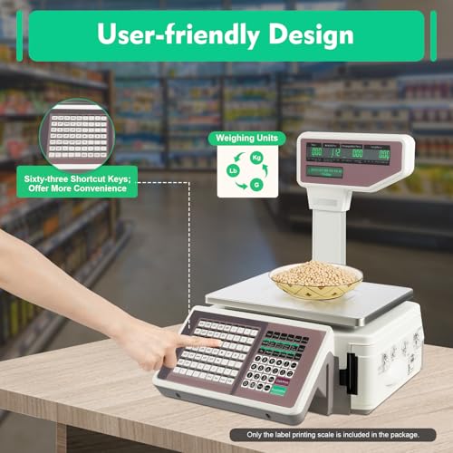 Báscula digital comercial con impresora y pantalla dual 66 lb miniatura 4