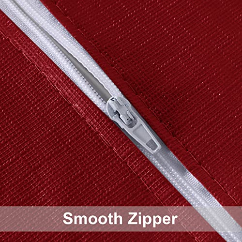 Lushvida Round Outdoor Tablecloth With Umbrella Hole - Waterproof And Stain Resistant Flannel Backed Vinyl Fitted Table Cover Elastic Edged Table Cover, Fits Tables Up To 36"-44" Diameter, Red #TOP4