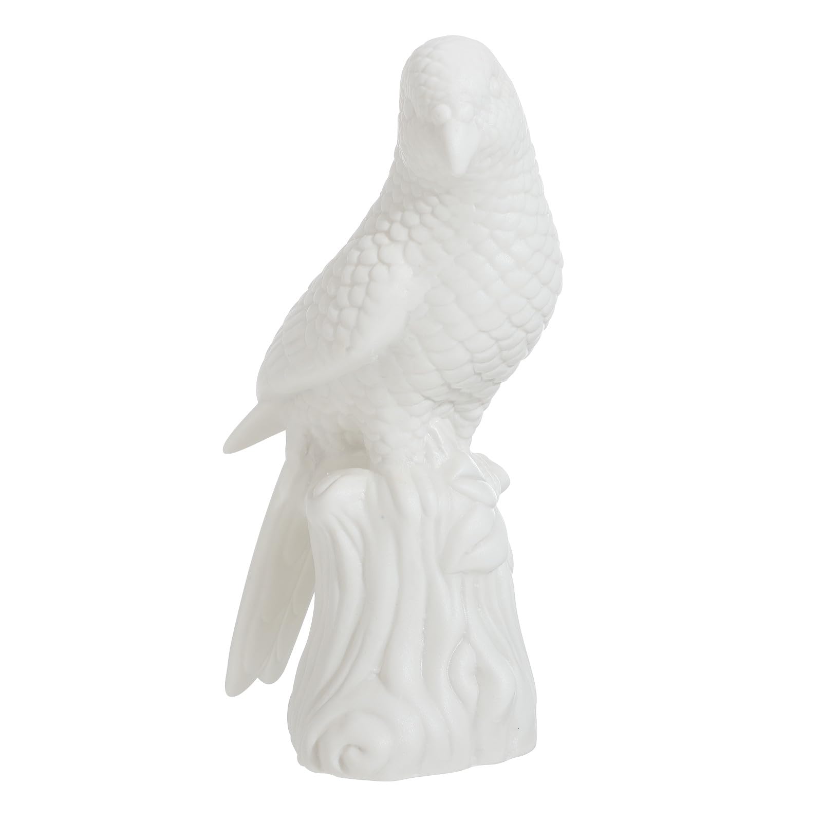 Figurine en céramique blanche de perroquet, l'objet idéal pour embellir votre bureau ou salon