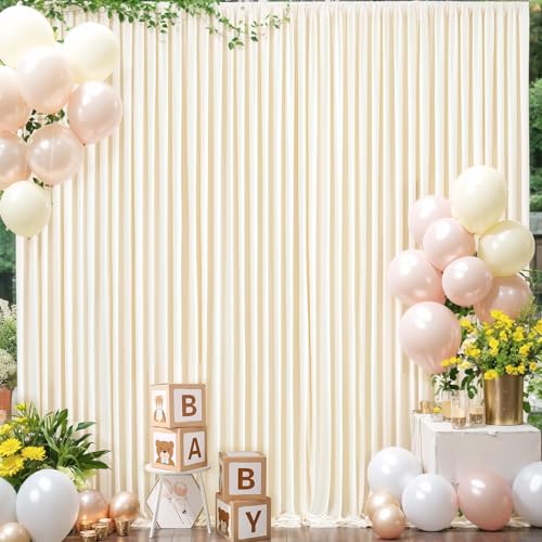 Champagne Backdrop Curtain for Parties Wedding Baby Shower Wrinkle Free Photo Curtains Backdrop Drapes Fabric Decoration for Bridal Shower 5ft x 8ft,2 Panels