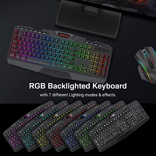 Redragon K503 Wireless Gaming Keyboard, Rgb Led Backlit, Multimedia Keys, Silent Membrane Keyboard With Wrist Rest For Windows Pc Games (Black) #TOP1