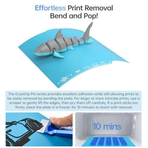 Image of BIQU CryoGrip Pro Frostbite Cold Build Plate for Centauri Carbon /CC 2 | Super-Tack Spring Steel Sheet, 260x286.5mm, Room Temperature Printing, Double-Sided