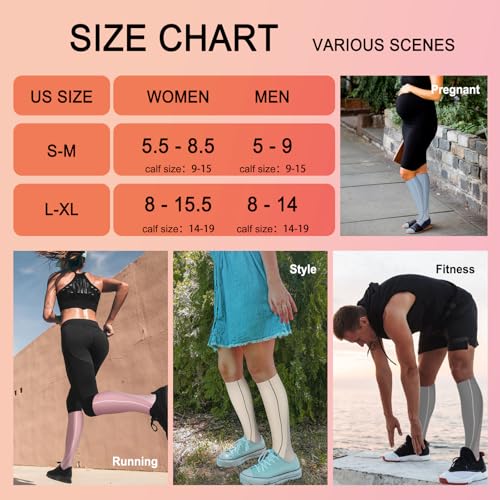 Image of Iseasoo 4 Pairs Compression Socks for Women Circulation-Best Support for Nurses,Running,Athletic,Travel