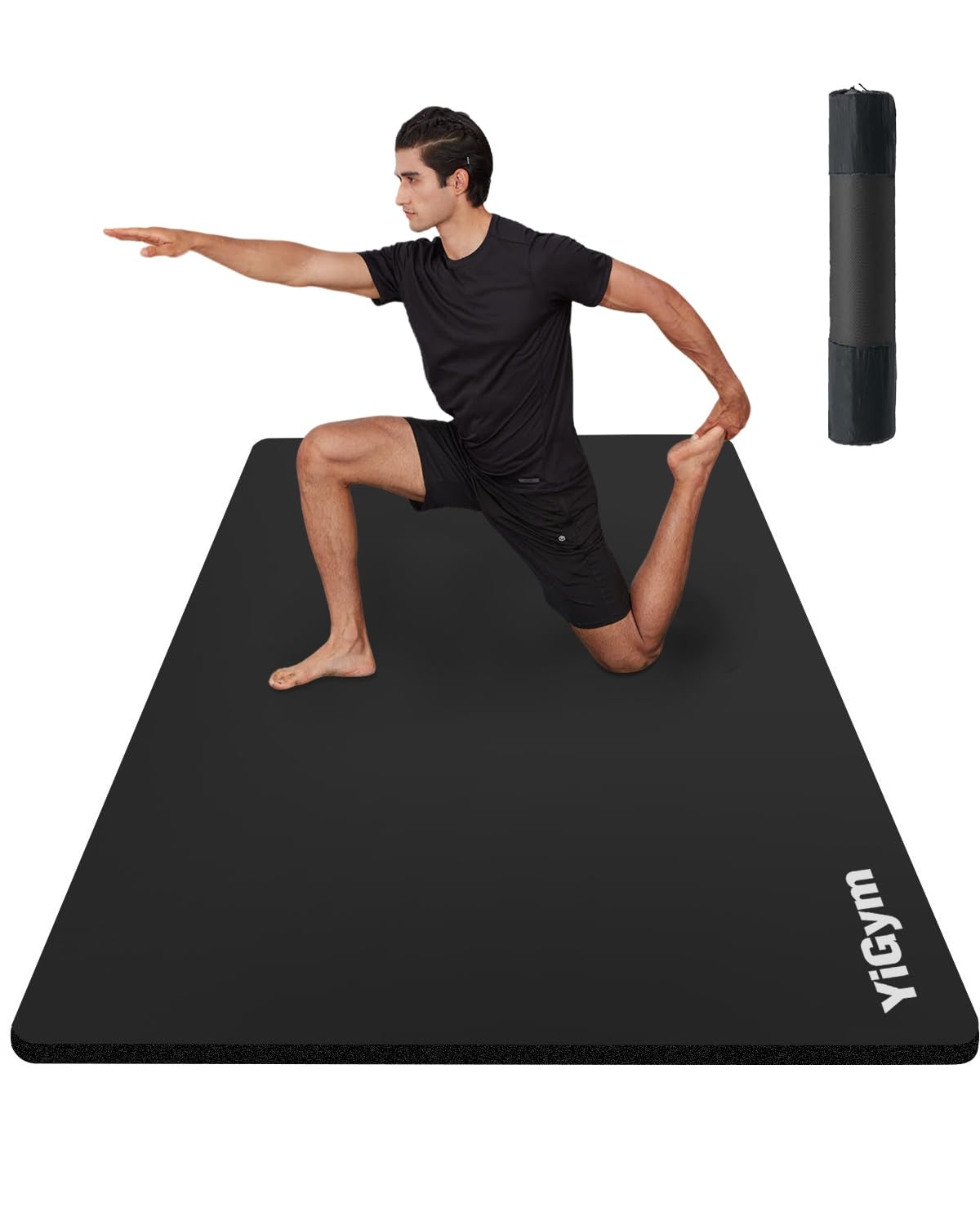 Esterilla de gimnasia, 195 x 90 cm, grande, ancha, esterilla de yoga de 10/15 mm de grosor, esterilla de fitness XL, para el hogar, gimnasio, deporte, con correa y bolsa
