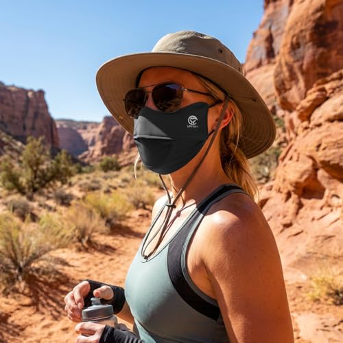Image of SANNIDHI Face Cover Mask for Women UPT 50+ Protection Summer Driving Face Mask with Adjustable Ear Loops Mesh Breathable Masks - Reuseable & Washable
