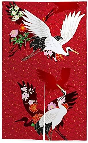 Amazon Tinzzeros のれん おしゃれ 赤の背景にクレーン 通気性も良い 贈り物に 倉庫 柔らかい おしゃれ 洋間 飾っ 冷暖効率アップ 縞模様 コンパクト 突っ張り棒付き 幅85 丈1 のれん オンライン通販