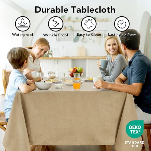 Deconovo Abwaschbar Tischdecke Outdoor Gartentische Tischtuch Taupe – Ansicht 4