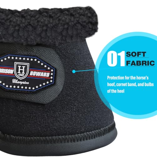 Image of Harrison Howard Essential Bell Boots Shock Absorption with Fleece Trim Non-Rotating Reinforcement