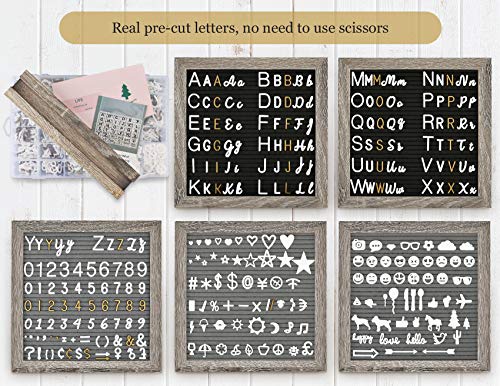 Double Sided Felt Letter Board with Letters - Pre Cut & Sorted 725 White & Gold Characters with Stand, Cursive Style Letters, Big Letters, Plastic Organizer, Tabletop Display.
