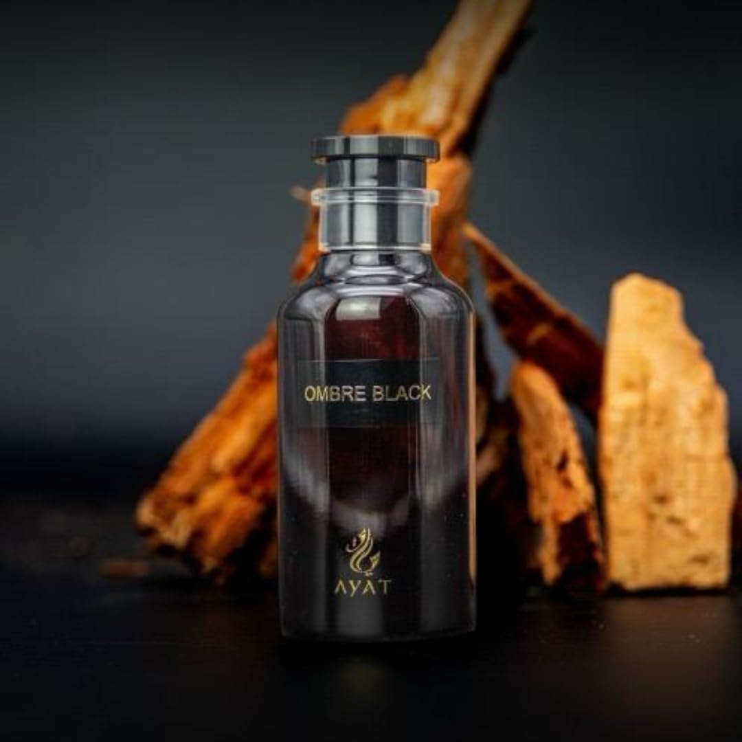AYAT PERFUMES – Eau de Parfum OMBRE BLACK 100 ml aux Notes de Bois d'Oud, Encens & Framboise – Arabian Parfum Oriental de Dubaï pour Homme & Femme – Cadeau Parfait – Flacon Élégant Conçu aux Émirats
