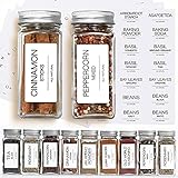 NETANY 25 Pcs Spice Jars with Label - Minimalist Spice Bottle, Glass Jars with Lids, Rustic Farmhouse Spice Labels Stickers, Collapsible Funnel, 4oz Spice Containers, Seasoning Storage Bottles for Spice Rack, Cabinet, Drawer
