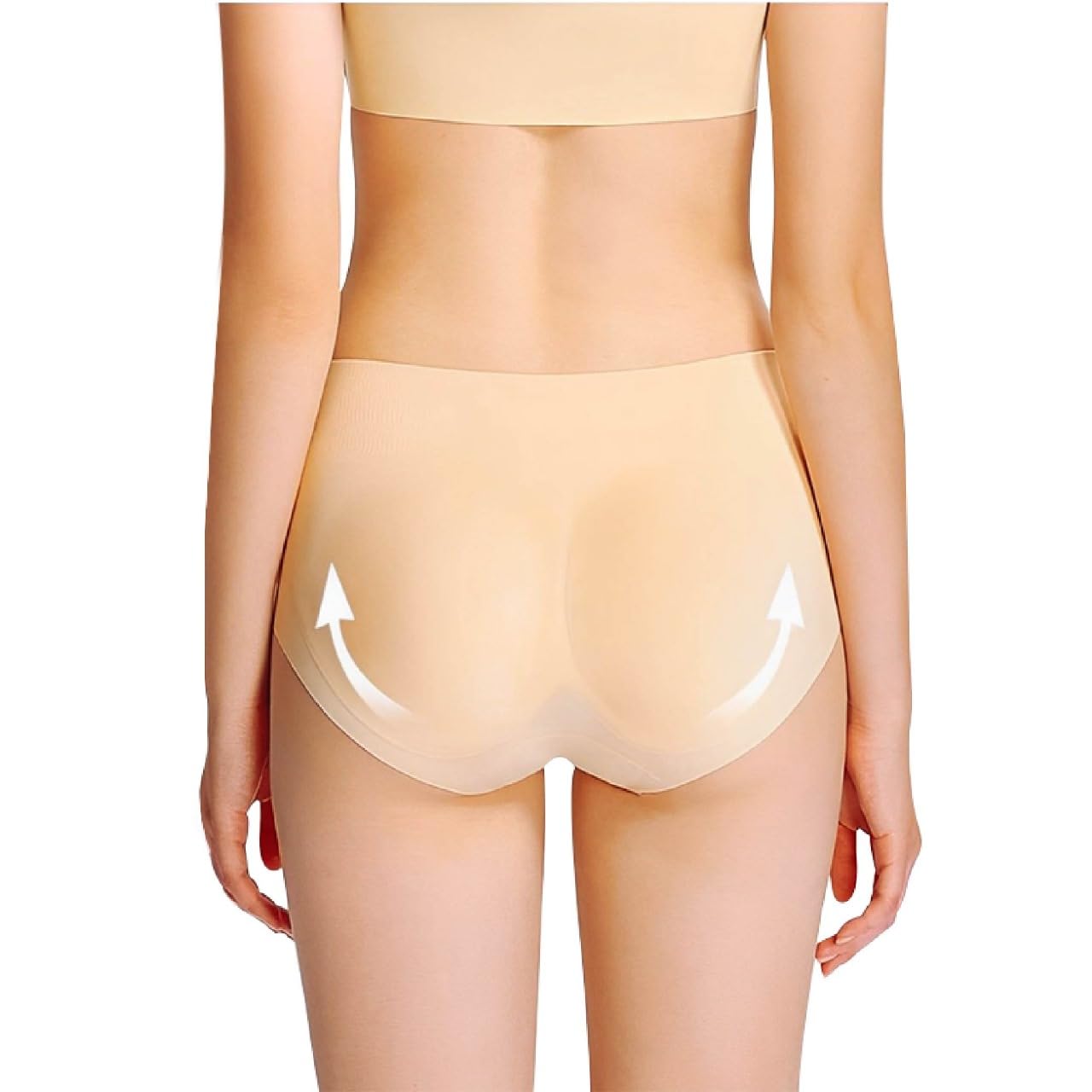 Mystic Curves Culotte rembourrée pour Femme | Moulante élastique, légèrement rembourrée en Beige | Rehausseur de Fesses | Slip sans Coutures Confortable | Push-Up pour de Beaux Fesses | Body Shaper
