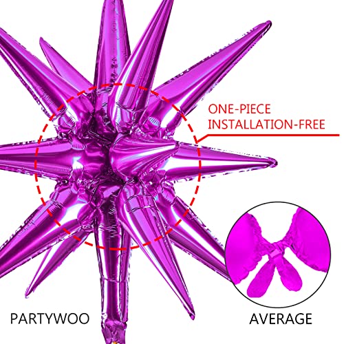 Image of PartyWoo Rose Pink Star Foil Balloons 6pcs Different Sizes Pack of 27 22 Inch Explosion Spike Mylar Balloons for Graduation Wedding Anniversary Bachelorette Engagement Birthday Party Decorations