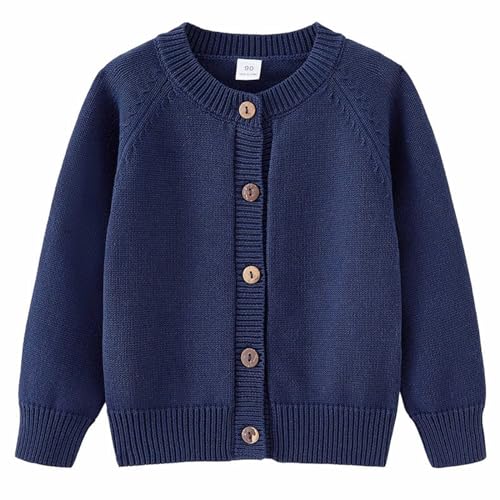 Kids Girls Cardigan Knit Sweaters Long Sleeve Button Down Crewneck Plain Shirts Fall Winter Warm Solid Clothes