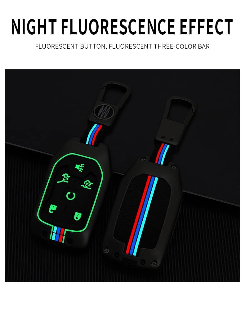 Key Fob Cover Case Car Key Metal Shell Cover Compatible for GMC Acadia Terrain Yukon Chevrolet Chevy Suburban Tahoe (Siliver)