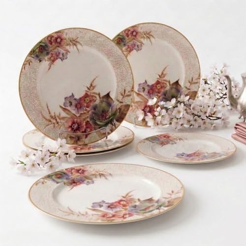 Image of Melamine Quarter Plates | Round Half Plate | Microwave Safe | Break Resistant | Plates for Snacks, Lunch, Dinner | Plates for home, Office, Restaurant | Set of 6 | 7 Inch's (Multi colour flower)