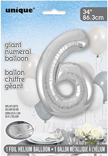 Mega-Size Silver "6" Foil Balloons, 34" (5-Pack) - Dazzling & Durable Number-Shaped Balloons, Perfect for Unforgettable Celebrations image 3