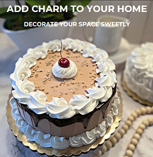 Dezicakes Fake Cupcakes & Cake – Made In Usa Artificial Cakes For Display – Faux Cake Decorations For Home & Kitchen - Cake Plate Fake Food Desserts - Fake Chocolate Drizzle Cake #TOP2
