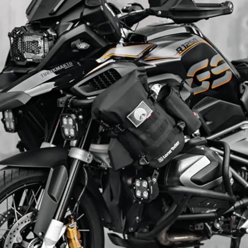 Lonerider MiniBag 6L wasserdichte Motorrad-Sturzbügeltasche – mit Hypalon MOLLE-System, Gated G-Haken, Cam-Schnallen – Frontstoßstangen-Rahmen, seitliche Heckaufbewahrung – passend für MotoBags