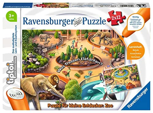 Ravensburger tiptoi 00051 - Puzzle für kleine Entdecker: Zoo / 2x12 Teile...