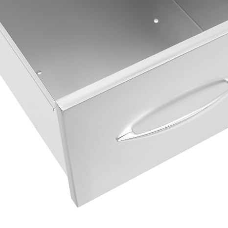 Pull Out Trash Drawer, Lower Sliding Rails Double Drawers Stainless Steel Roll Out Trash Bin Pull Out Tray Outdoor Kitchen Trash Drawer with Handle for BBQ Island Grill Station (Horizontal)