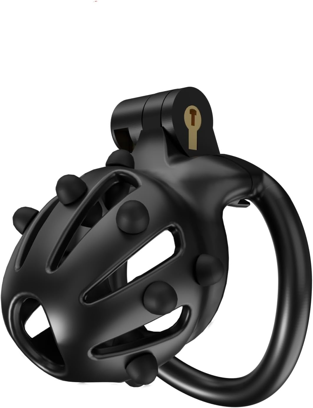 Chastity Cage Black Male Chastity Device with Black Silicone Soft Spikes A173 (B, Curved Ring)