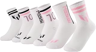 Messi Girls' Lifestyle Crew Socks, 6-Pack, Soft & Stretchy, Comfortable