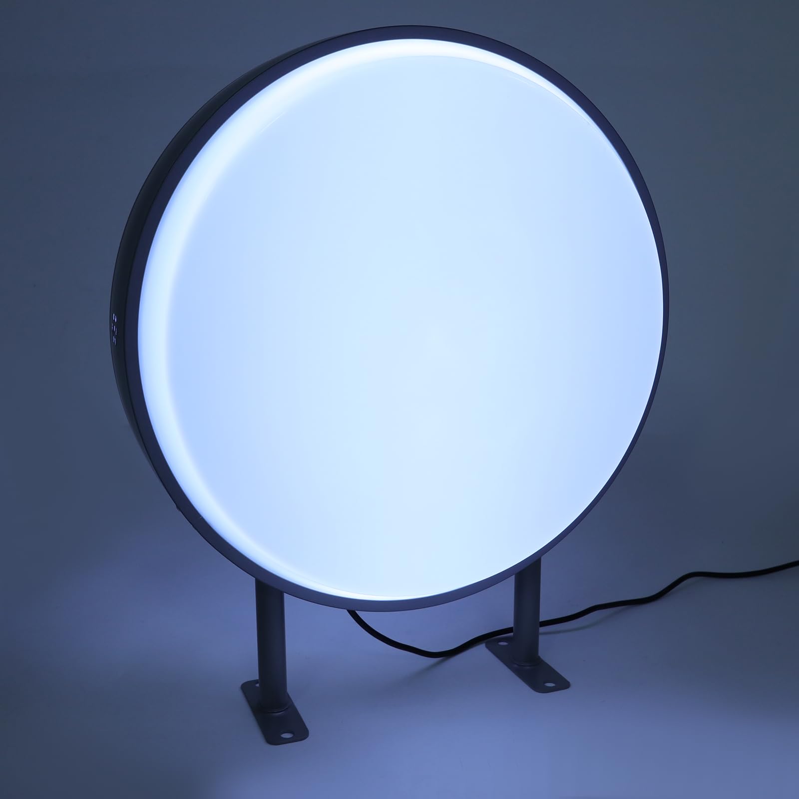 Caja de luz LED redonda de doble cara, 50 cm, montaje en pared, IP67, impermeable, acrílico y aluminio, 10 W, cartel luminoso exterior para tienda, cafetería, peluquería, restaurante