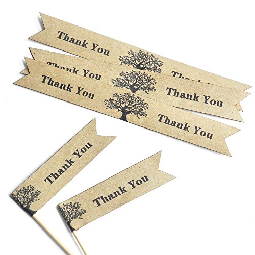 Favor Flags, Wedding Flags, Thank You Flags, 50 Customed Wedding Flags,Rustic Flags,DIY Mini Flags,Not Include Sticks and Potted Plants