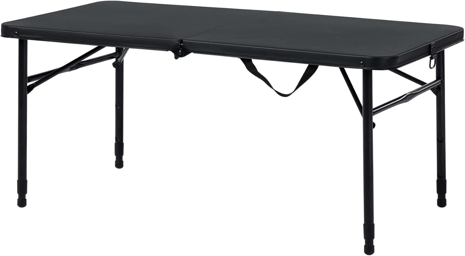 40 L x 20 W Plastic Adjustable Height Fold-in-Half Folding Table, Rich Black Onecolor