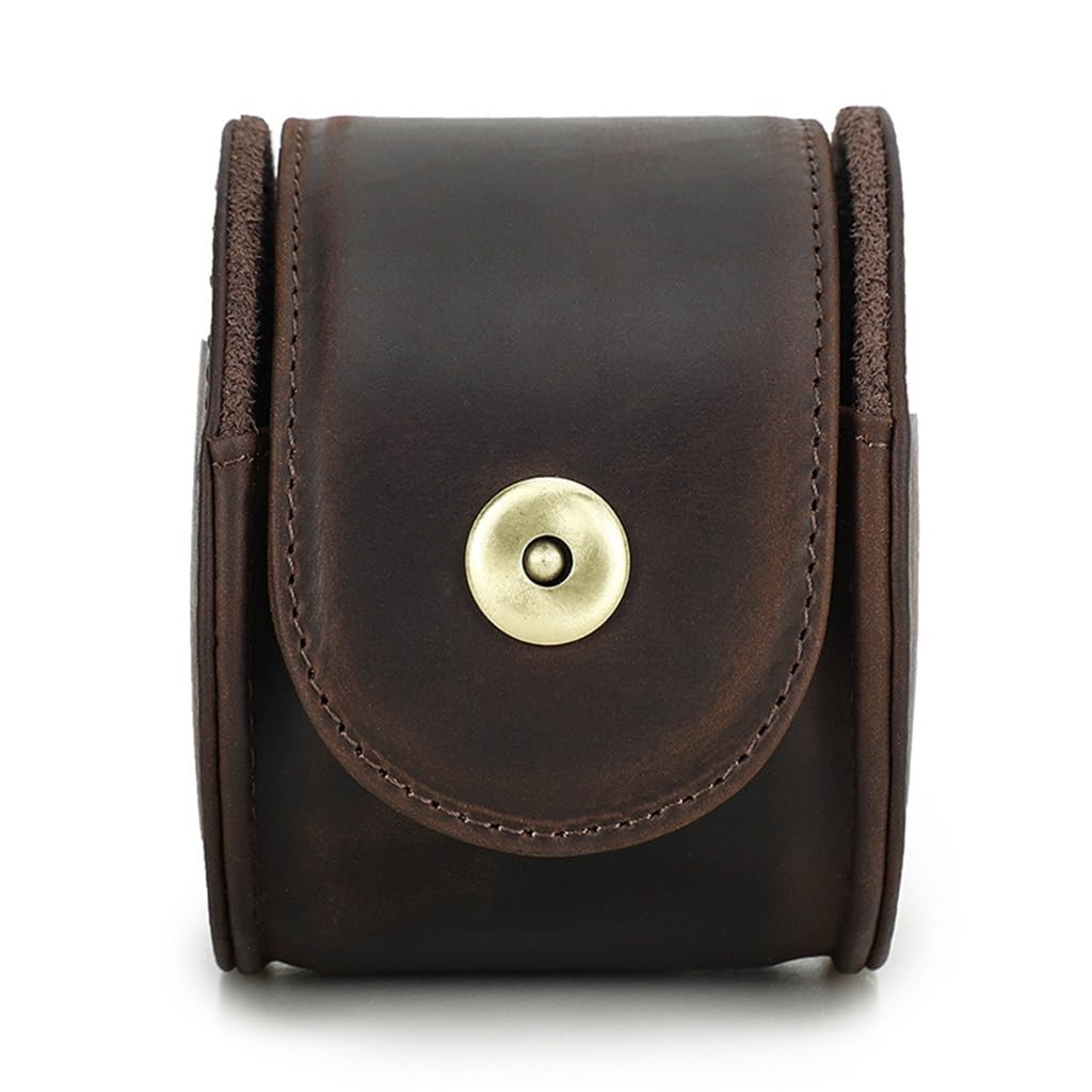 Boîtier montre cylindrique en cuir fait main avec boucle magnétique élégante