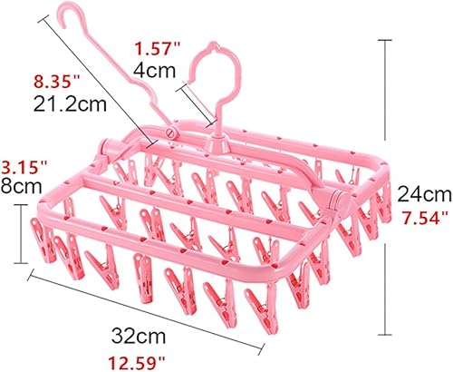 Miniatura 8 de Radefasun Gancho de clip y goteo con 32 clips gancho giratorio de plástico portátil plegable para ropa de bebé accesorios de viaje plegables para