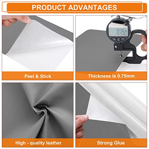 Self-Adhesive Leather Repair Patches,8x11 inch Leather Tape for Couches,Vinyl Repair Kit for Furniture,Drivers Car Seats,Handbags,Jackets Dark Grey