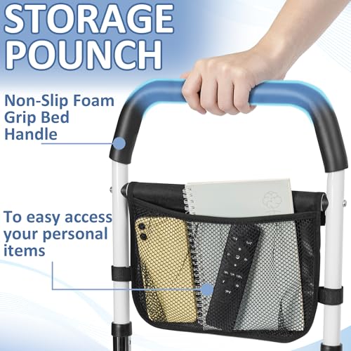 Bed Rail for Seniors, Adjustable Safety Assist Rail with Storage Pouch by BQKOZFIN - Used condition - Image 4
