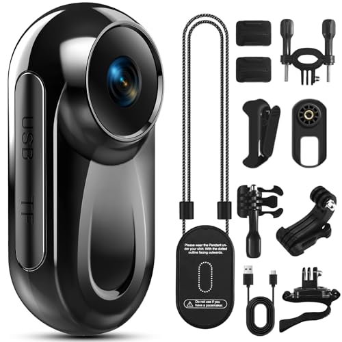 Mini Body Camera 1080P, 512G Thumb Vlogging Cam Hands-Free Recording, Action Camera with 360° Rotate Clip&Magnetic Clip, Wearable Video Recorder for Traveling/Motorcycle(SD Card Not Included) Black