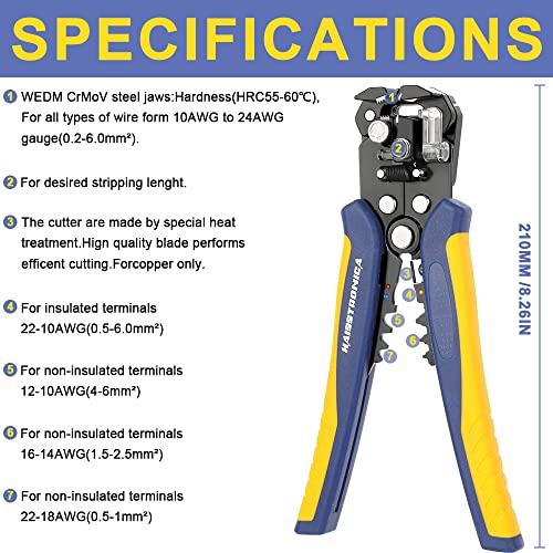 haisstronica 280PCS Ratchet Crimper Kit, Heat Shrink Terminals, Stripper - Image 4