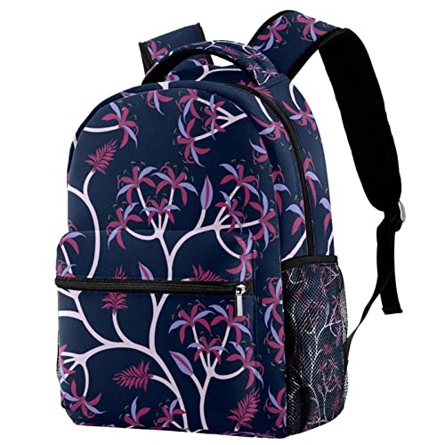 Sac à dos voyage ergonomique bleu marine à motif tropical pour enfants actifs