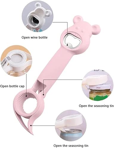 Miniatura 6 de Abrebotellas 4 en 1, abridor de botellas de cerveza multifuncional para tarros de gelatina, vino, cerveza, latas (4 piezas de colores mezclados)