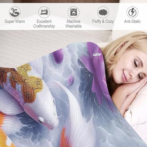 Couverture lit et canapé poisson flanelle douce pour l hiver au chaud