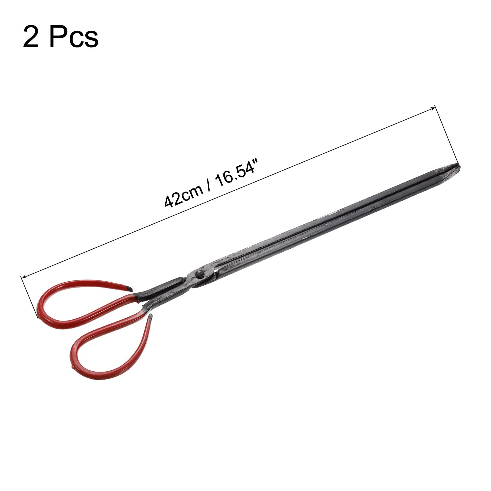 uxcell 2pcs Scissors Tong, 42cm Carbon Steel Fireplace Firewood Picker Barbecue Charcoal Pick Up Tool (Black)
