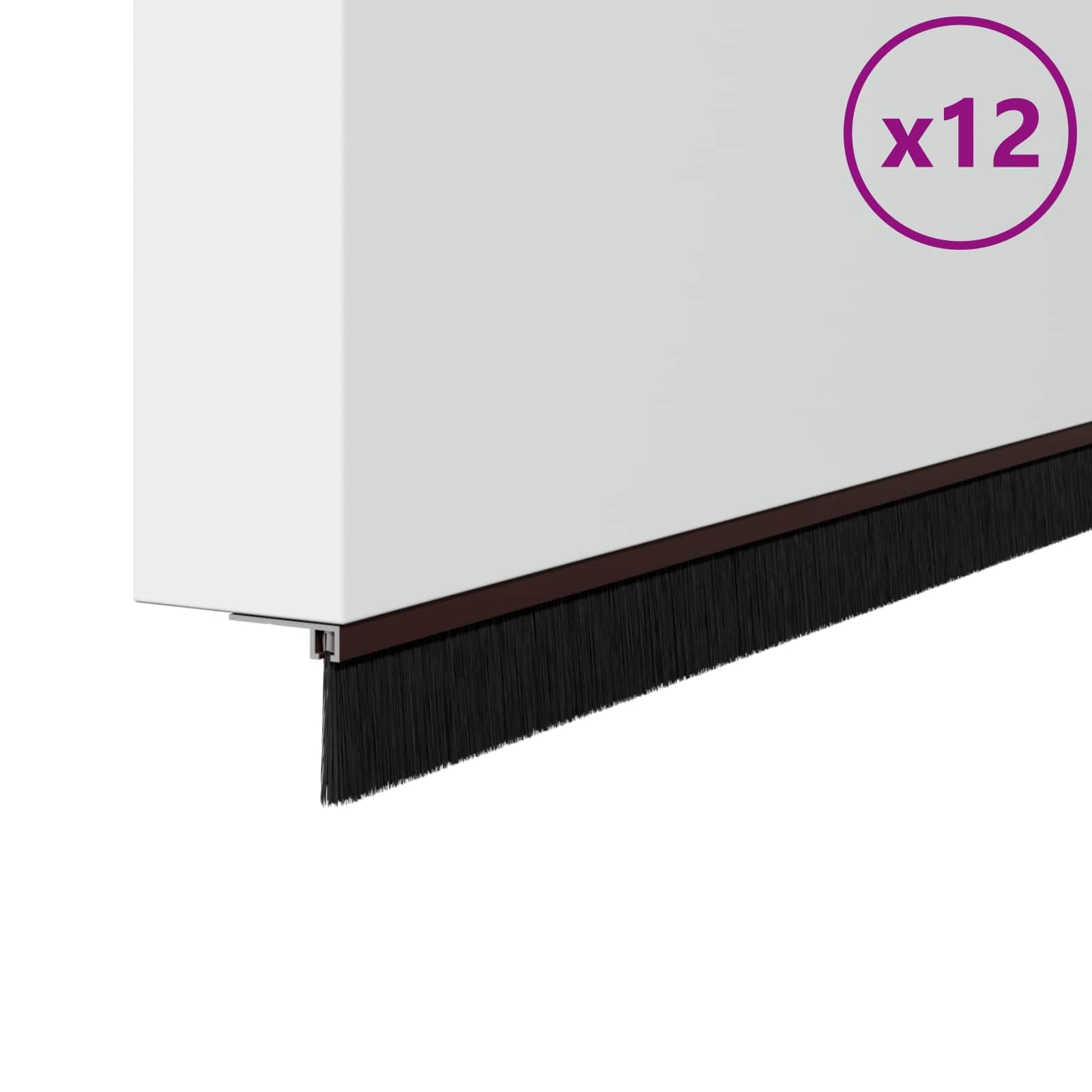 Samoprzylepne uszczelki do drzwi ze stopu aluminium, brązowe, 100 cm, do drzwi pokojowych i drzwi wejściowych, montaż wewnątrz przed przeciągami, hałasem, kurzem, 12 sztuk, oszczędność energii