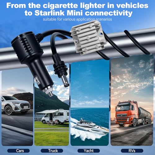 Image of 105W Boost Starlink Mini Car Adapter-Stops Reboots & Power Supply Damaged Starlink Mini Cable+Cigarette Lighter Adapter 12V-24V with Digital Display DC Power Cable for Car, Rvs, and Boats (9.8FT)