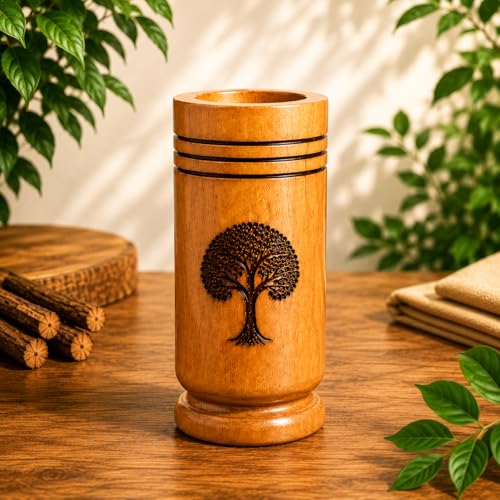 Image of Vijaysar Wooden Glass 80 ML | Natural Wood Tumbler | Traditional Ayurvedic Diabetes Wooden Water Cup for Daily Wellness Routine | Handcrafted Eco-Friendly Drinking Glass | Pack of 1