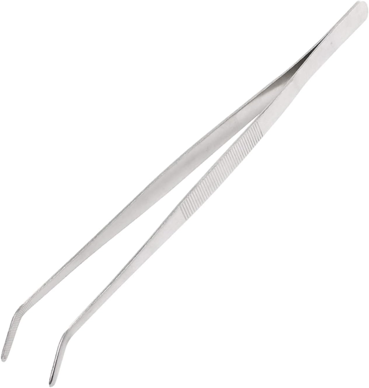 12 Inch Tweezers Stainless Steel Curved Serrated Tip, Multipurpose Handle Cooking Tweezer Tongs, Reptile Feeding Precision Aquascaping, Repairing Garden Craft Tool