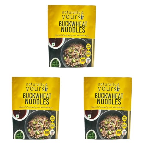 Image of Naturally Yours Buckwheat Soba Hakka Noodles | Kuttu Atta & Whole Wheat | No Maida, No Onion No Garlic, Jain Friendly, Vegan, Preservative Free | Tastemaker Inside | Healthy Noodles | 180g Pack of 6